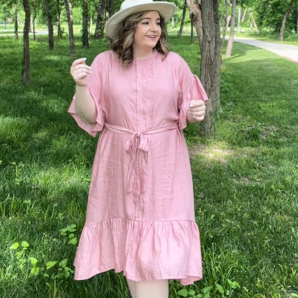 One Loved Babe Flying Tomato 1X pink dress